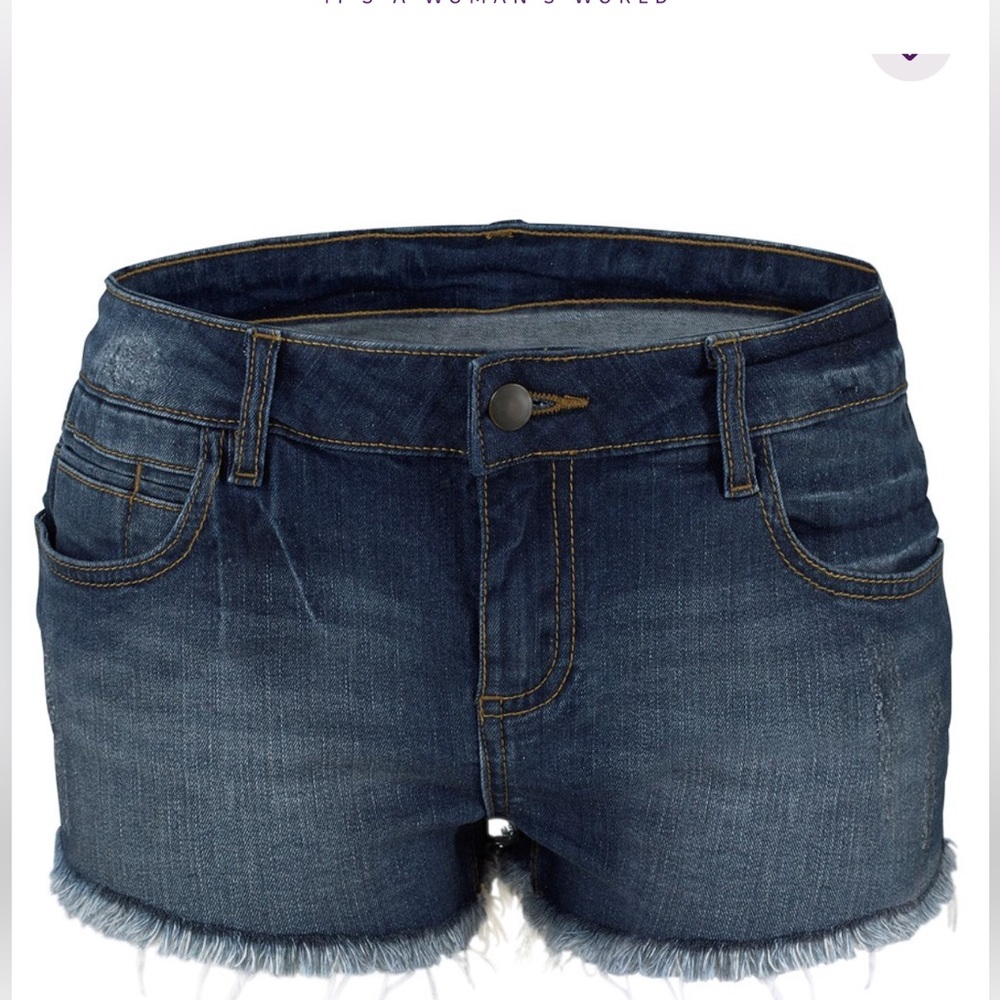 Frayed Hem Jean Shorts Denim Blue. Brand New
